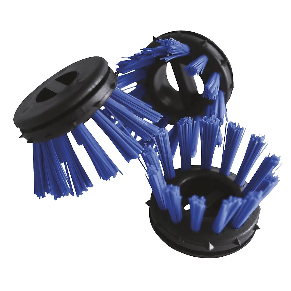 kaiserkraft Cepillo redondo para esteras de anillos de goma, plástico, UE 10 unid., negro y azul