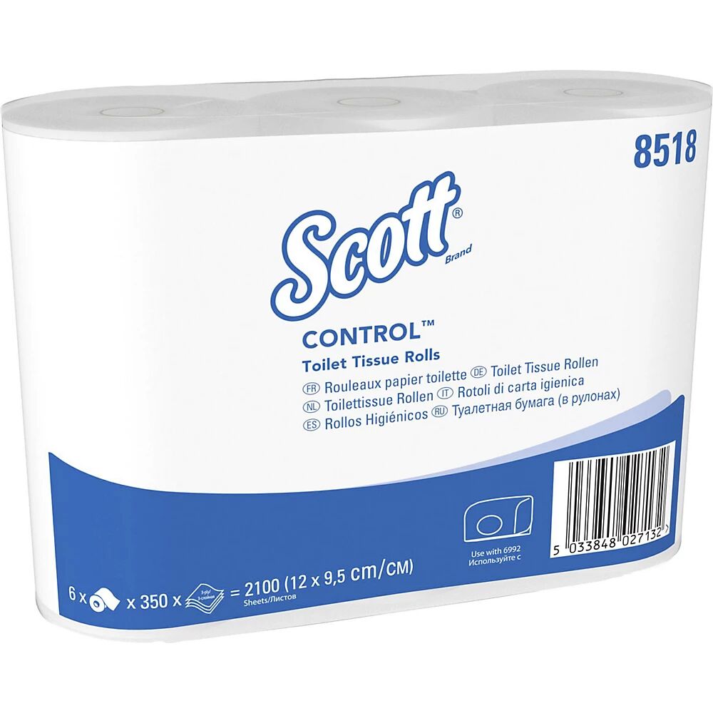 Kimberly-Clark Papel higiénico estándar Scott® CONTROL™, de 3 capas, UE 36 unid. x 350 hojas, blanco