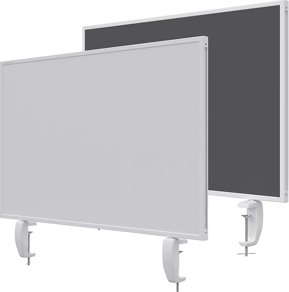 magnetoplan Pared separadora de sobremesa VarioPin, pizarra blanca/fieltro, anchura 800 mm, gris