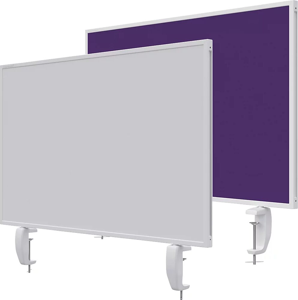 magnetoplan Pared separadora de sobremesa VarioPin, pizarra blanca/fieltro, anchura 800 mm, violeta