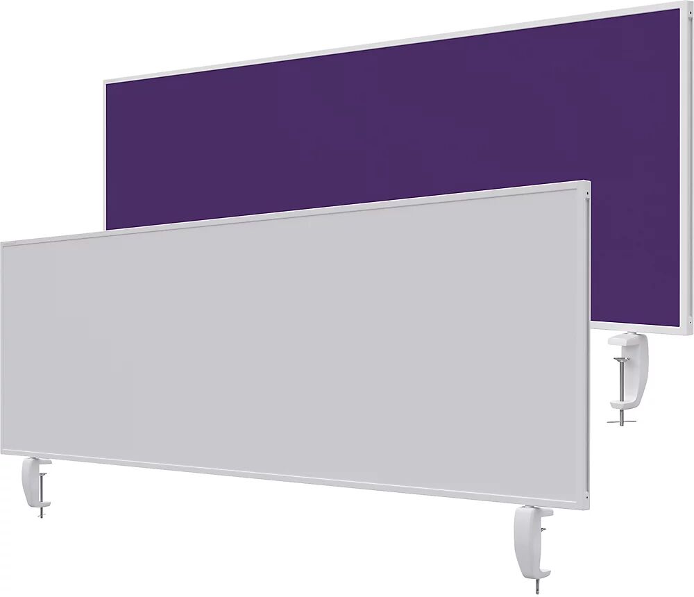 magnetoplan Pared separadora de sobremesa VarioPin, pizarra blanca/fieltro, anchura 1600 mm, violeta