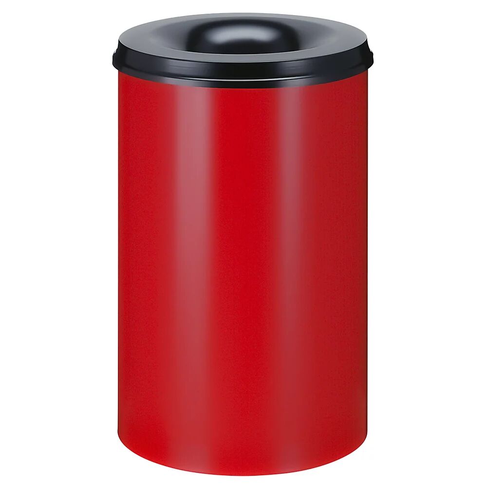 kaiserkraft Papelera de seguridad, acero, autoextinguible, capacidad 110 l, H x Ø 720 x 470 mm, cuerpo en rojo / tapa extintora en negro