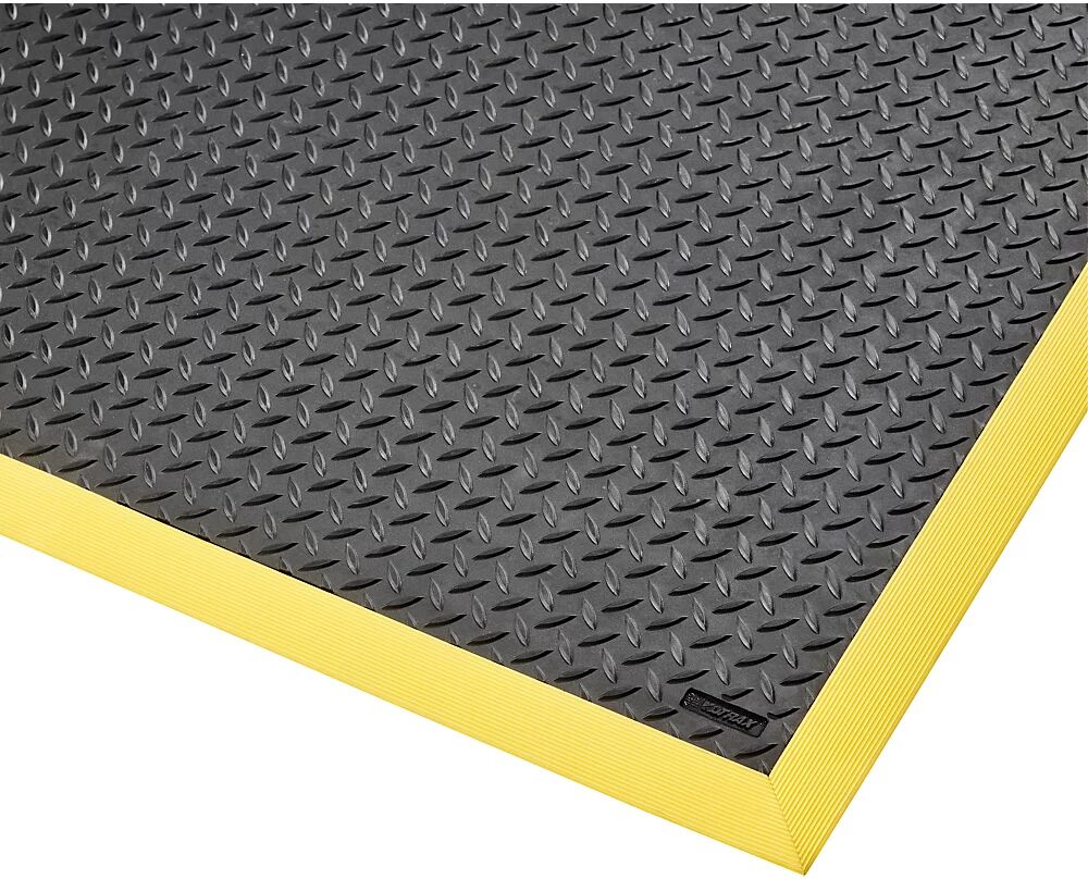 NOTRAX Estera antifatiga Cushion Flex®, L x A 2100 x 910 mm, negro / amarillo