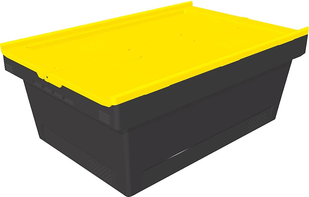 BITO Recipiente reutilizable MB Eco, L x A x H 610 x 400 x 240 mm, negro / amarillo