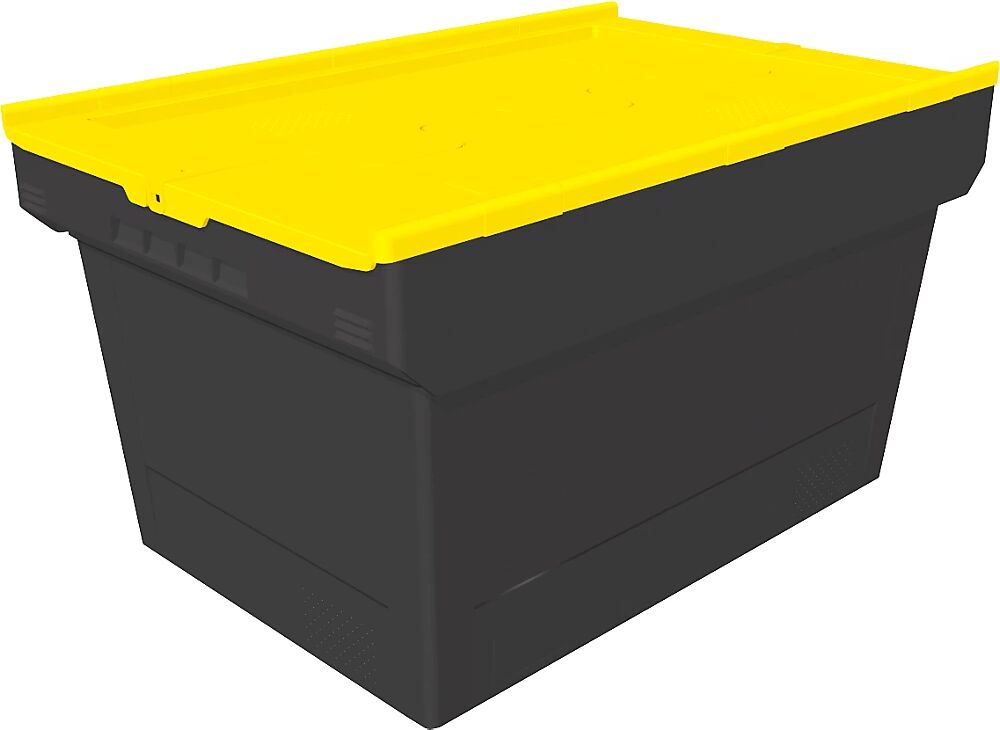 BITO Recipiente reutilizable MB Eco, L x A x H 610 x 400 x 340 mm, negro / amarillo