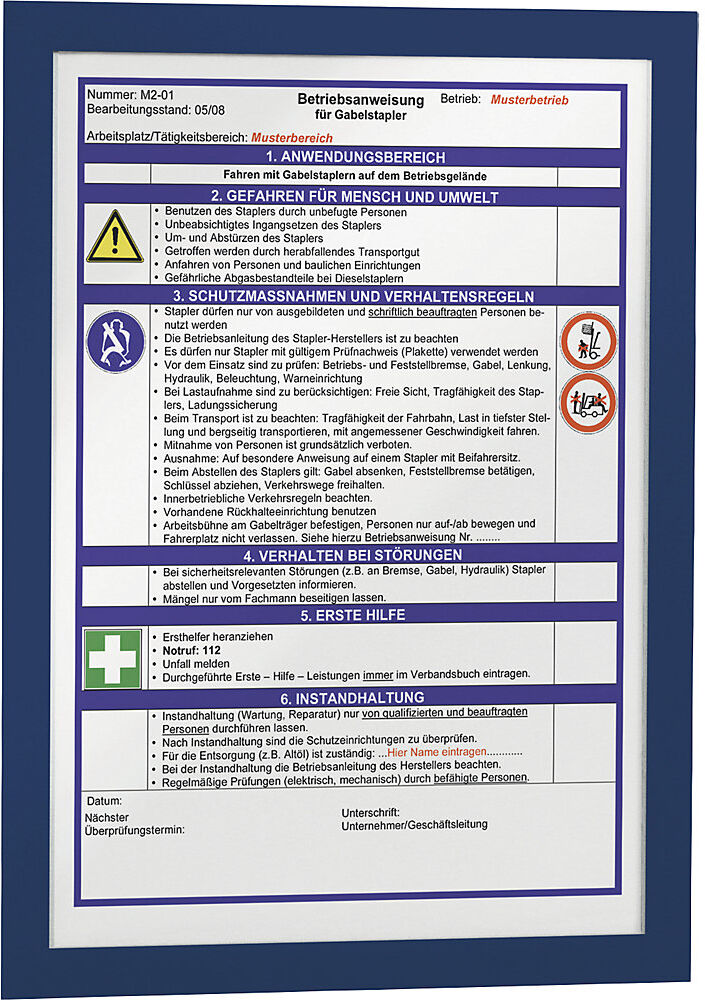 DURABLE Marco informativo DURAFRAME®, autoadhesivo, magnético, para DIN A4, marco azul, UE 2 unid.