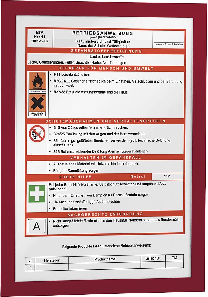 DURABLE Marco informativo DURAFRAME®, autoadhesivo, magnético, para DIN A4, marco rojo, UE 2 unid.