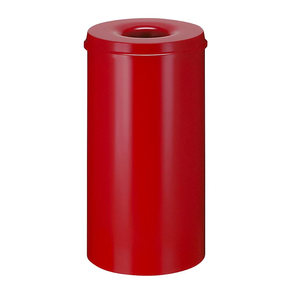 kaiserkraft Papelera de seguridad, acero, autoextinguible, capacidad 50 l, H x Ø 625 x 335 mm, cuerpo en rojo / tapa extintora en rojo