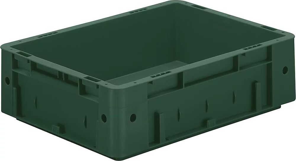 kaiserkraft Euro-recipiente para cargas pesadas, polipropileno, capacidad 9,2 l, L x A x H 400 x 300 x 120 mm, paredes cerradas, fondo cerrado, verde, UE 4 unidades