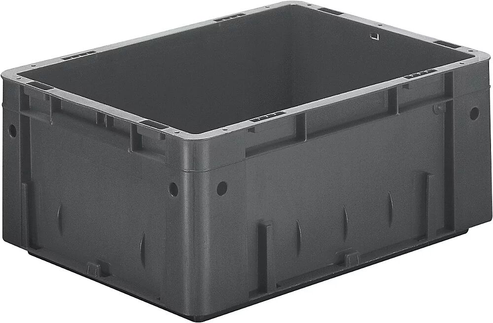 kaiserkraft Euro-recipiente para cargas pesadas, polipropileno, capacidad 14,5 l, L x A x H 400 x 300 x 175 mm, paredes cerradas, fondo cerrado, gris, UE 4 unidades