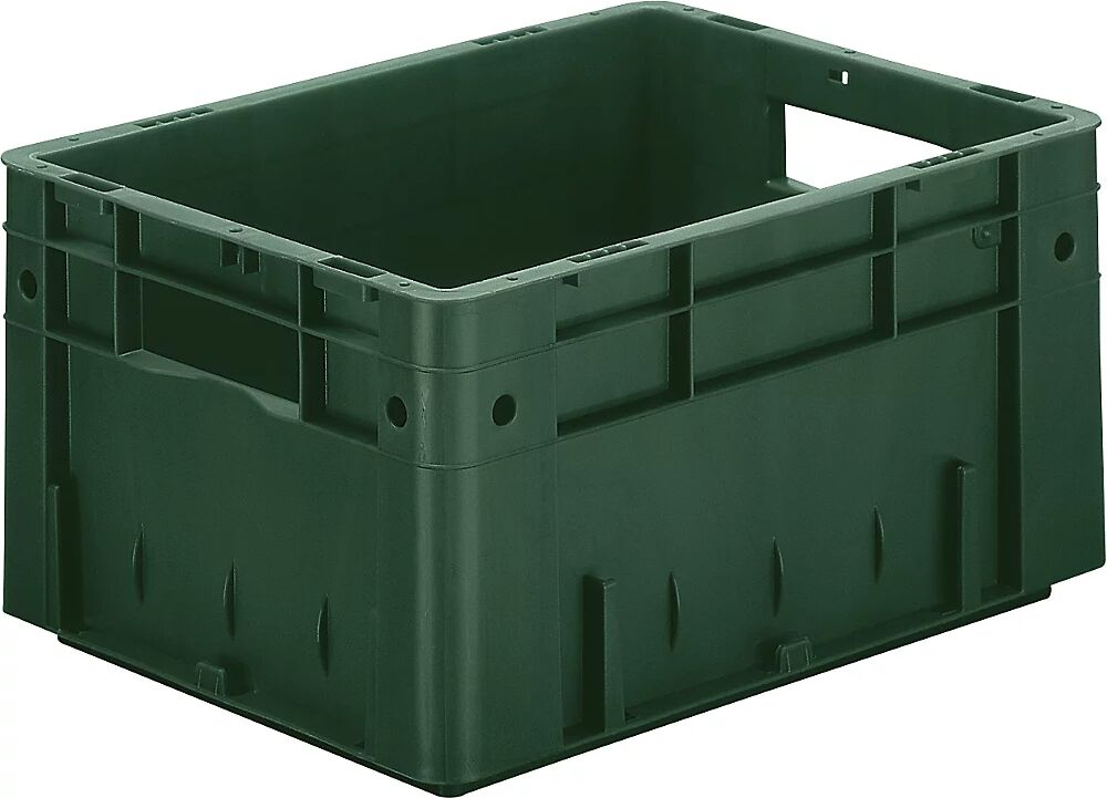 kaiserkraft Euro-recipiente para cargas pesadas, polipropileno, capacidad 17,5 l, L x A x H 400 x 300 x 210 mm, paredes cerradas, fondo cerrado, verde, UE 4 unidades