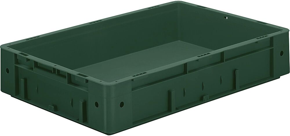 kaiserkraft Euro-recipiente para cargas pesadas, polipropileno, capacidad 20 l, L x A x H 600 x 400 x 120 mm, paredes cerradas, fondo cerrado, verde, UE 2 unidades