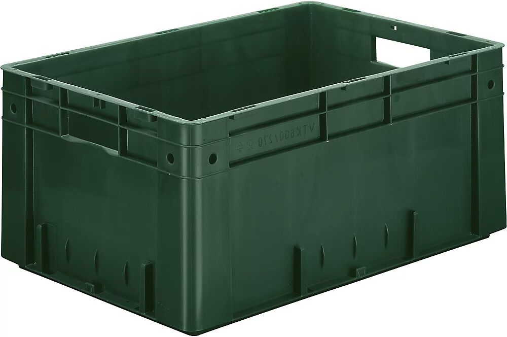 kaiserkraft Euro-recipiente para cargas pesadas, polipropileno, capacidad 50 l, L x A x H 600 x 400 x 270 mm, paredes cerradas, fondo cerrado, verde, UE 2 unidades