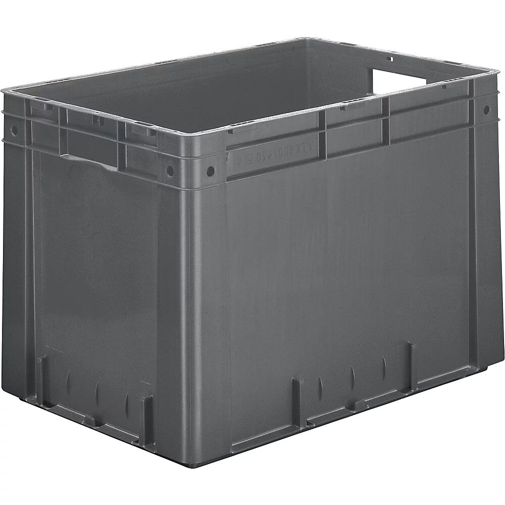 kaiserkraft Euro-recipiente para cargas pesadas, polipropileno, capacidad 80 l, L x A x H 600 x 400 x 420 mm, paredes cerradas, fondo cerrado, gris, UE 2 unidades