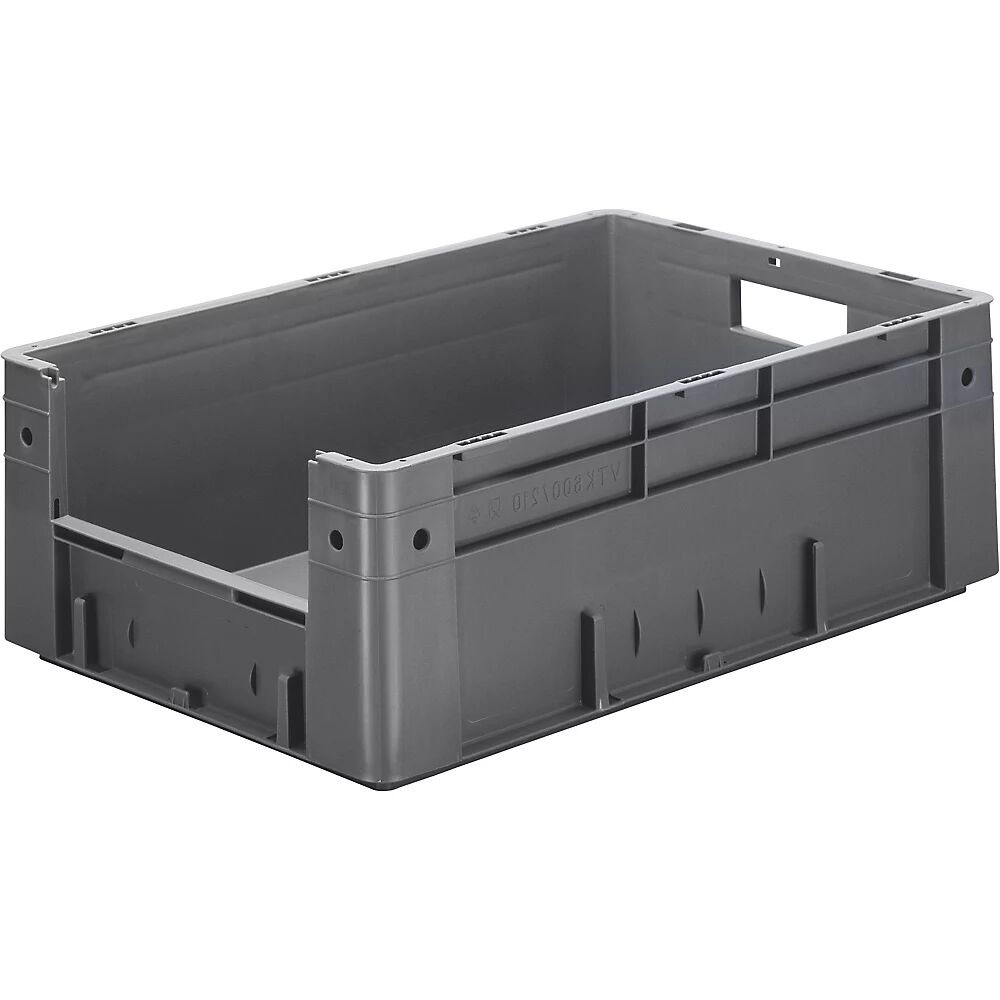 kaiserkraft Recipiente apilable euronorma, capacidad 38 l, L x A x H 600 x 400 x 210 mm, UE 2 unid., gris