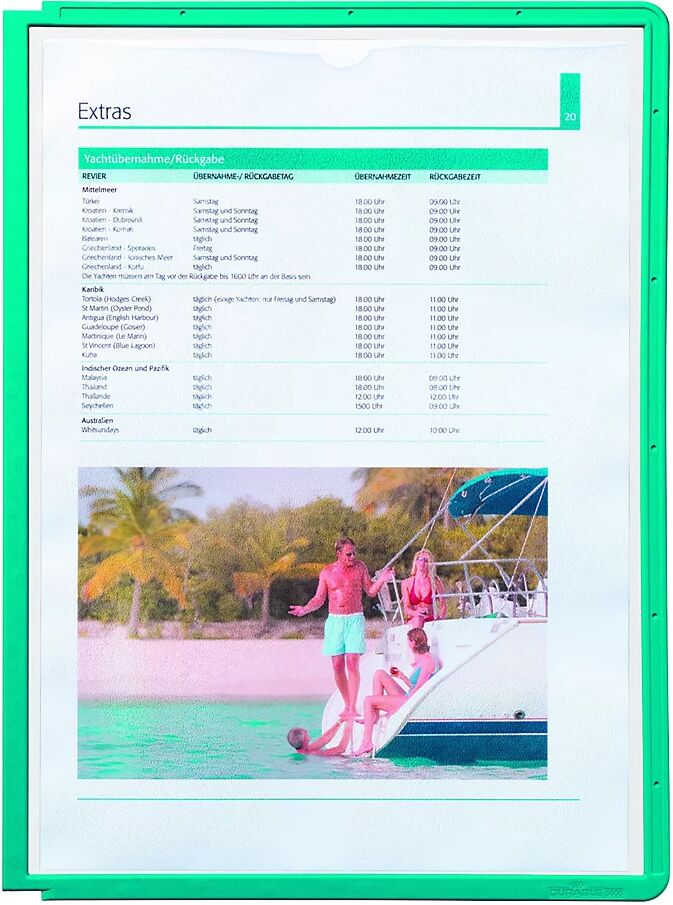 DURABLE Lámina transparente con marcos de perfil, para DIN A4, UE 10 unid., verde, a partir de 3 UE