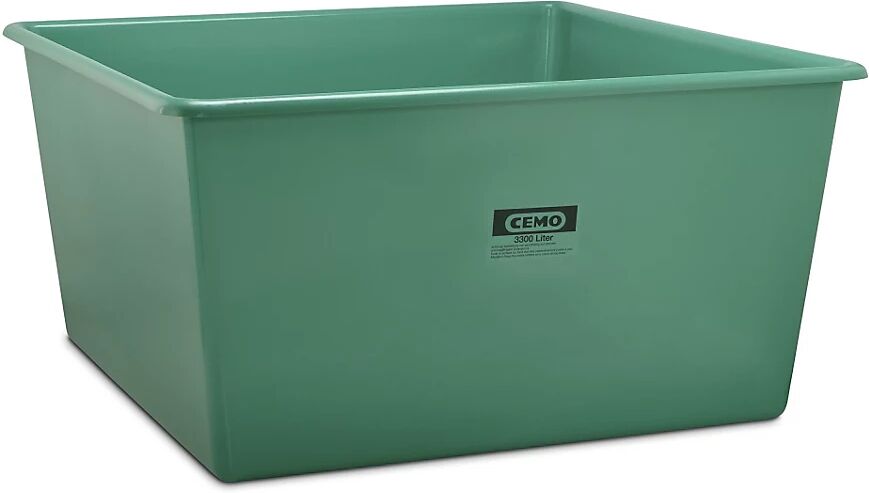 CEMO Recipiente grande de PFV, capacidad 3300 l, L x A x H 2040 x 2040 x 1030 mm, verde