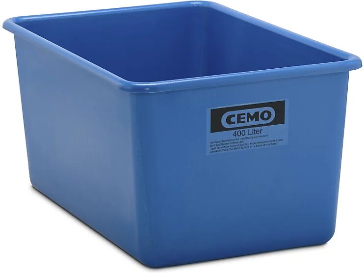 CEMO Recipiente grande de PFV, capacidad 400 l, L x A x H 1190 x 790 x 585 mm, azul