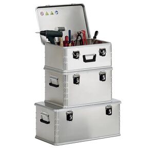 ZARGES Caja combinada de aluminio, juego de 4 cajas, 1 maletín con capacidad para 42 l, 1 con capacidad para 60 l, 1 con capacidad para 81 l, 1 con capacidad para 135 l
