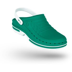 WOCK Zuecos Sanitarios Verde y Blancos Clog 06 c/ Tira Blanco/Verde 35/36