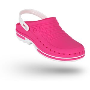 WOCK Zuecos Sanitarios Rosa y Blancos Clog 09 c/ Tira Blanco/Rosa 35/36