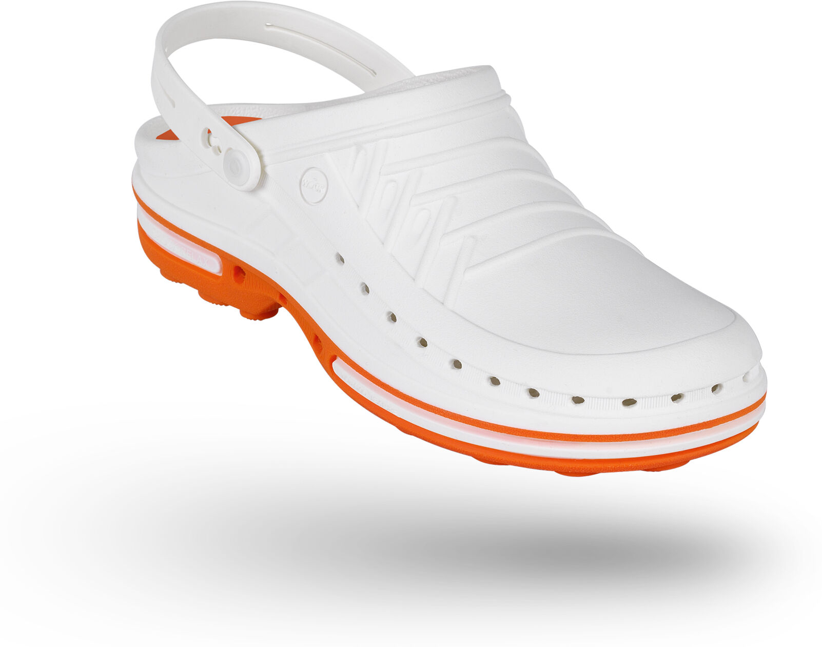 WOCK Zuecos Sanitarios Blancos y Naranja Clog 01 c/ Tira Naranja/Blanco 35/36