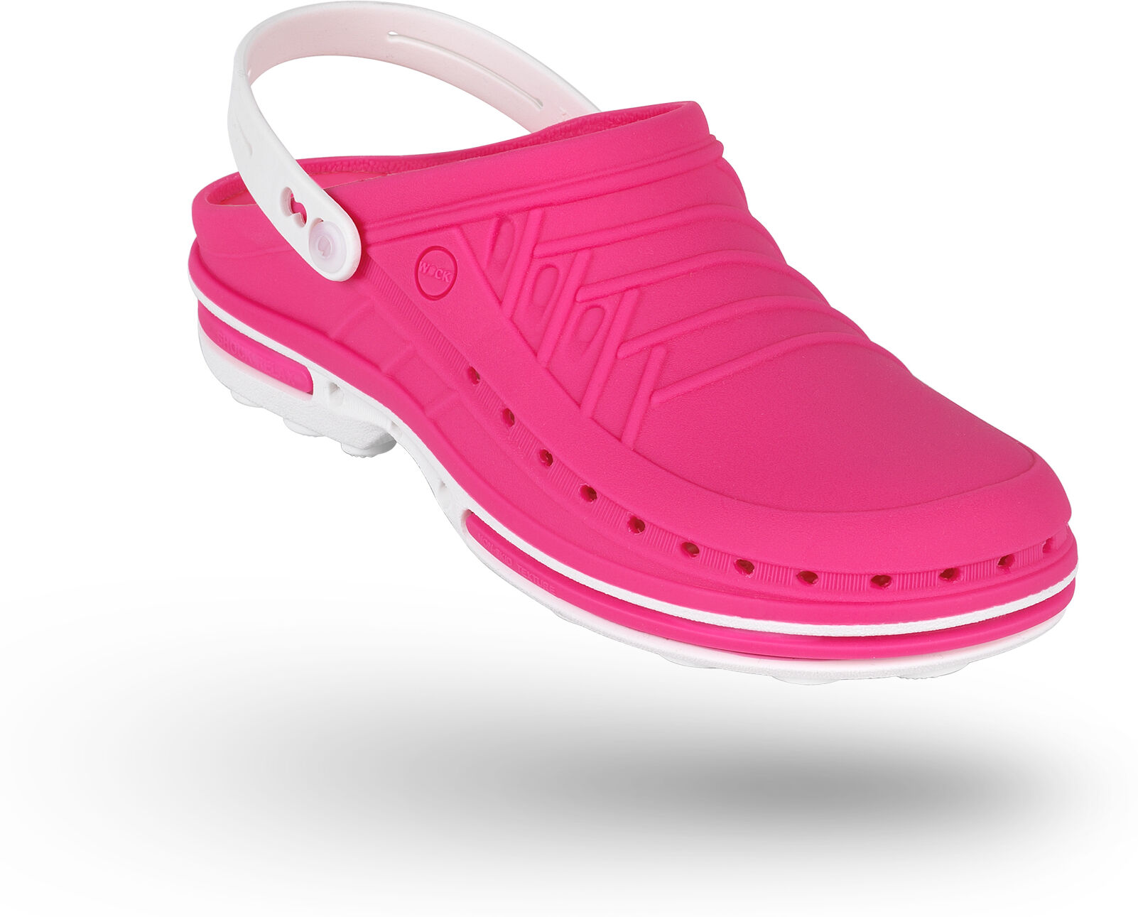 WOCK Zuecos Sanitarios Rosa y Blancos Clog 09 c/ Tira Blanco/Rosa 35/36