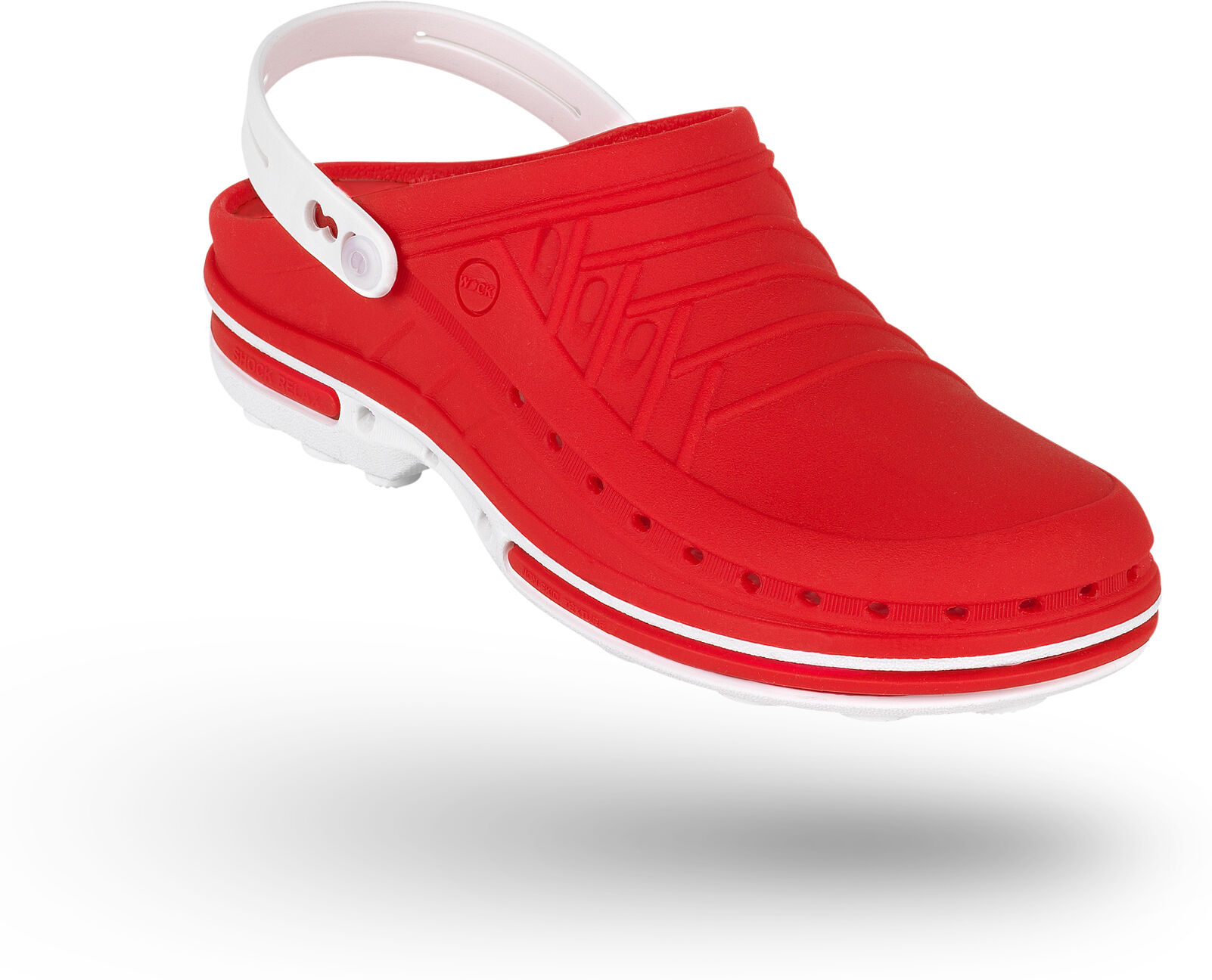 WOCK Zuecos Sanitarios Rojo y Blancos Clog 17 c/ Tira Blanco/Rojo 35/36