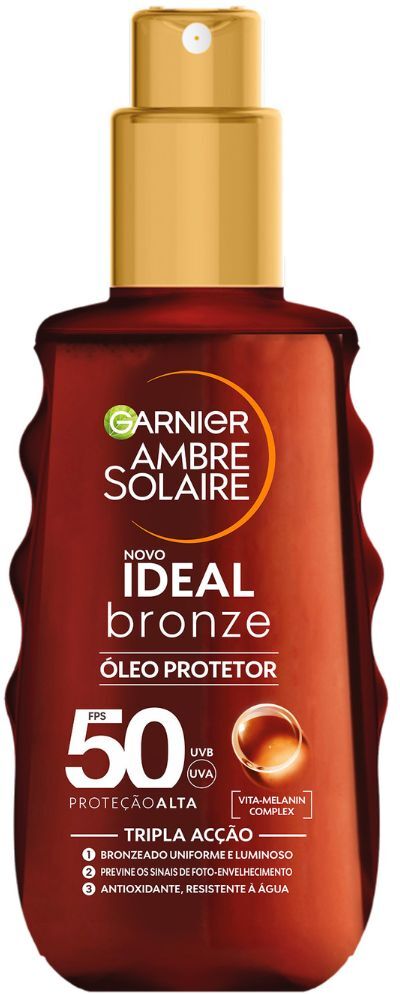 Garnier Ambre Solaire Aceite protector Ideal Bronze SPF50 Triple Acción 150mL SPF50+