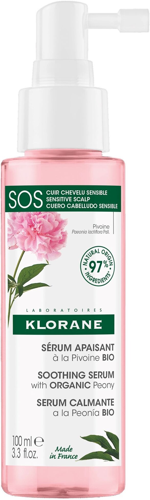 Klorane Peonía Bio Serum SOS Cuero cabelludo sensible e irritado 100mL