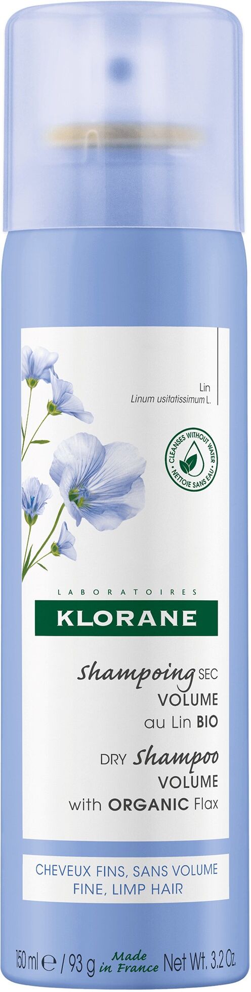 Klorane Champú seco de fibra de lino Bio Volumen 150mL