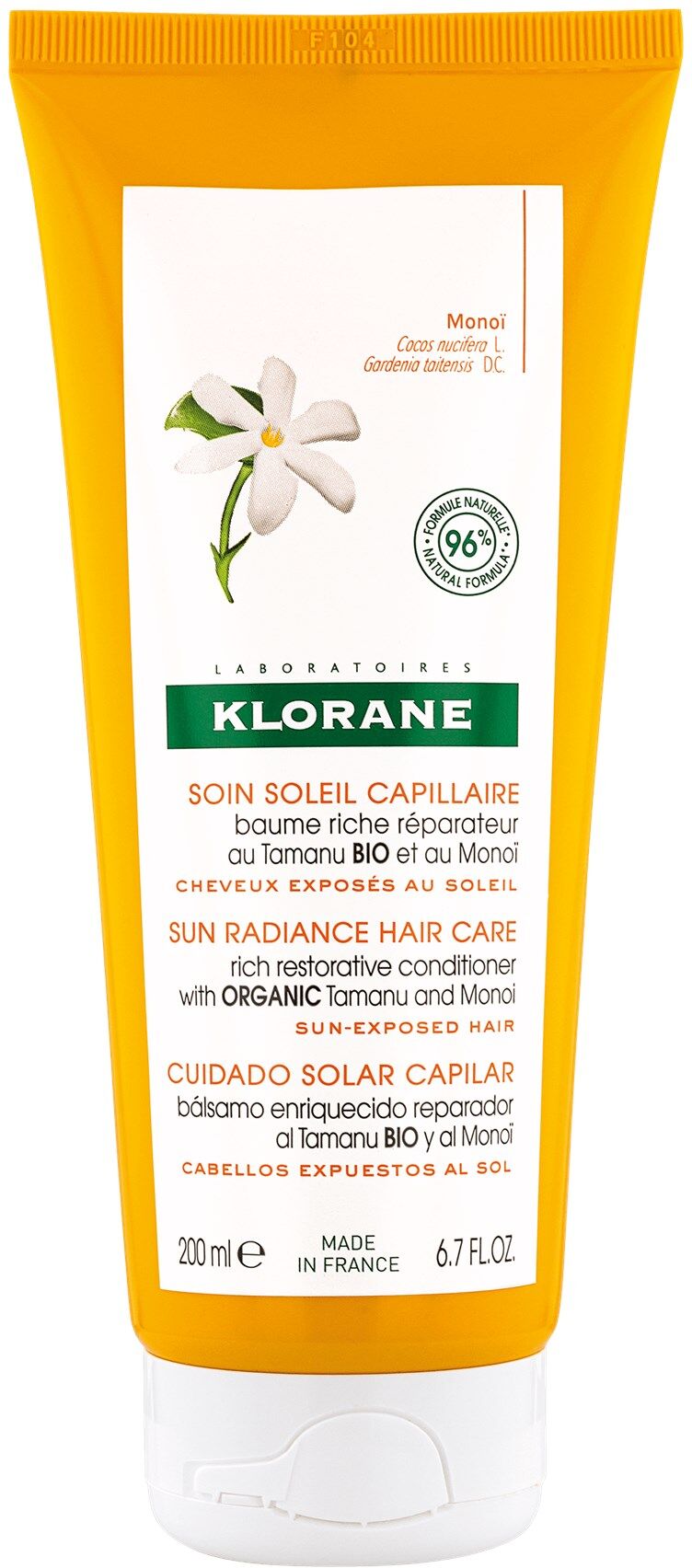 Klorane Acondicionador Capilar Resplandor Solar Tamanu Bio y Monoi 200mL