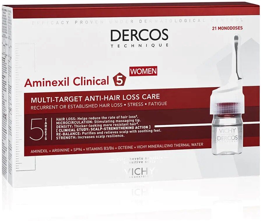 Dercos Aminexil Clinical 5 Ampollas Mujer Multi Target Anticaída Cuidado Tratante 21&nbsp;un.