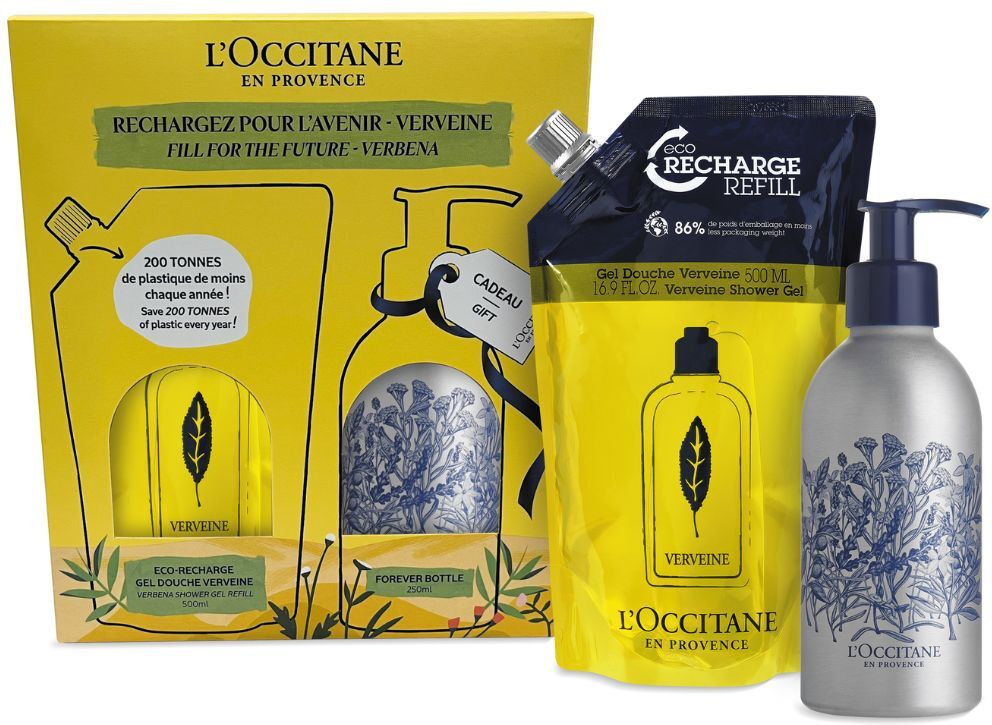 L'Occitane Gel de ducha de verbena Experiencia energizanteRepuesto de Gel de Ducha de Verbena 500mL Forever Pump Bottle 250mL 1&nbsp;un.