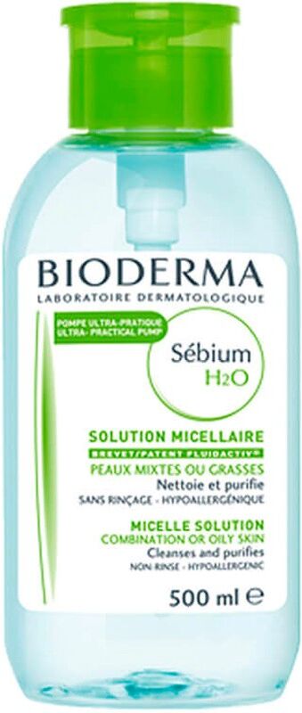 Bioderma Sebium H2O Solución Micelar Limpieza Piel Grasa Acnéica 500mL Pump-Reverse