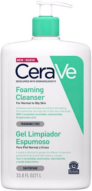 CeraVe Espuma Limpiadora Facial Y Corporal para Pieles Normales a Grasas 1000mL