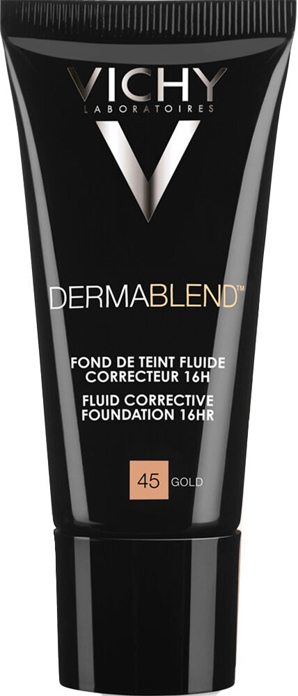 Vichy Dermablend Base de maquillaje fluida correctora SPF28 de alta cobertura 30mL 45 Gold