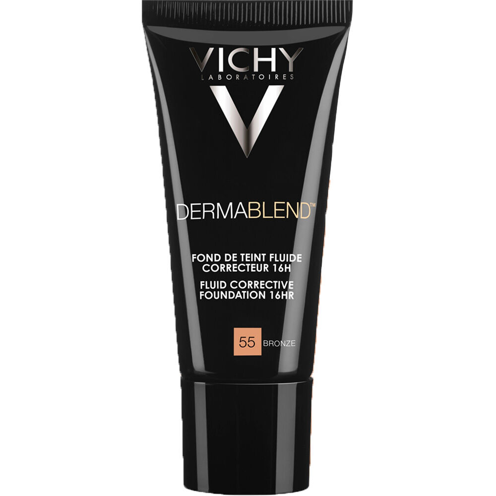 Vichy Dermablend Base de maquillaje fluida correctora SPF28 de alta cobertura 30mL 55 Bronze
