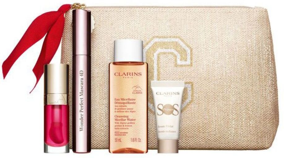 Clarins Wonder Perfect Máscara 4dWonder Perfect 4D Agua micelar 50mL SOS Prime 5mL 04 Lip Comfort Oil 1&nbsp;un.