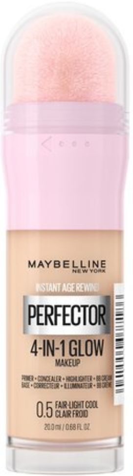 Maybelline Instant Age Rewind Perfector 4 en 1 Glow Primer, Concealer, Highlighter, BB Cream 20mL Fair Light Cool