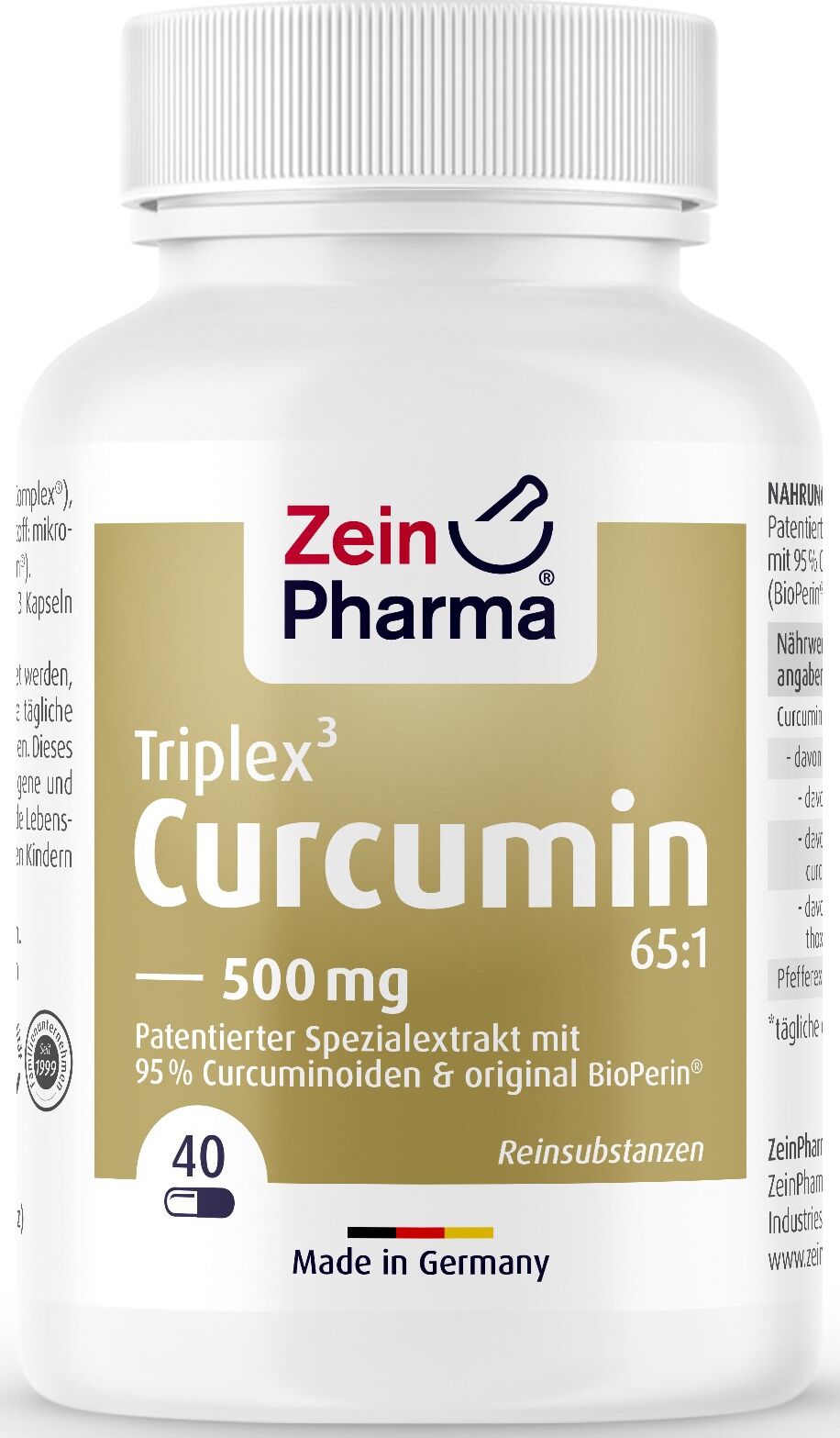 ZeinPharma Curcumina-Triplex 500 Mg Cápsulas para huesos y articulaciones 40&nbsp;caps.