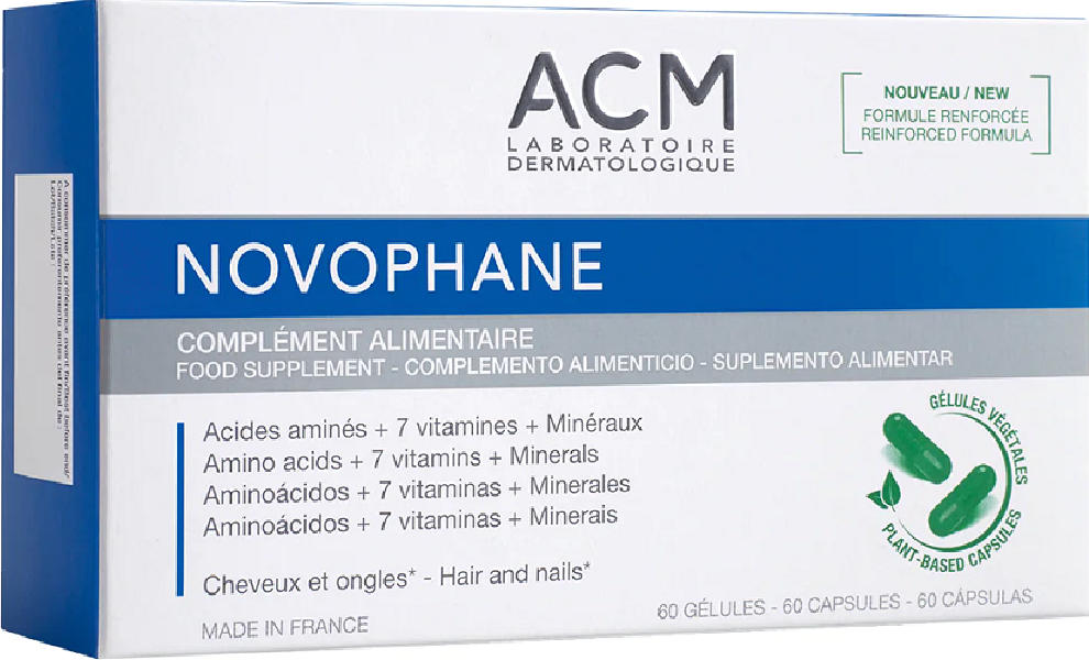 ACM Laboratoire Dermatologique Novophane Complemento alimenticio Cabello y uñas 60&nbsp;caps.