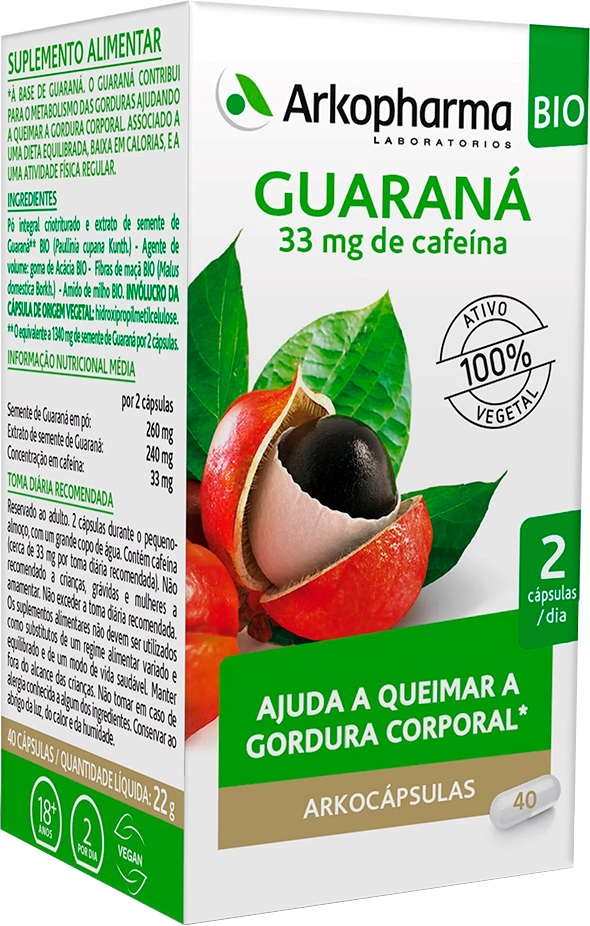 Arkopharma Arkocápsulas Guaraná Bio Complemento alimenticio 40&nbsp;caps.