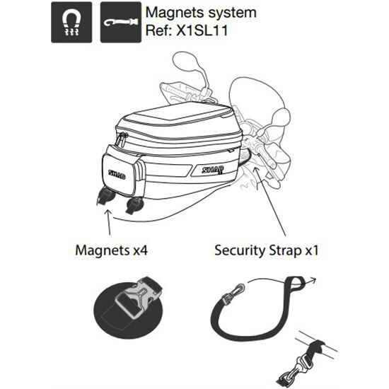 SHAD Juego De Imanes 4 U+correa Seg Manillar  Sl20f/sl35b/sl23b/sl12m