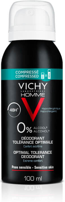 Vichy Homme Desodorante Spray Hipoalergénico 48h Tolerancia Óptima 100 ml