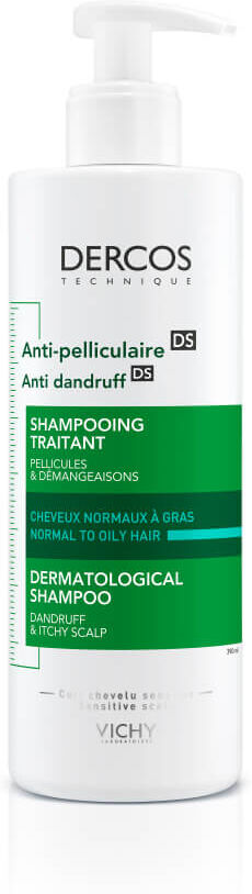 Vichy Dercos Champú Anticaspa DS - Caspa y Picores - Cabello Normal a Graso 390 ml