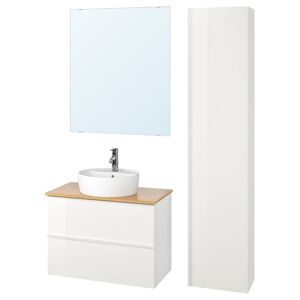 IKEA TÖRNVIKEN Muebles de baño j6 alto brillo blanco/bambú Dalskär grifo alto brillo blanco/bambú Dalskär grifo 82 cm