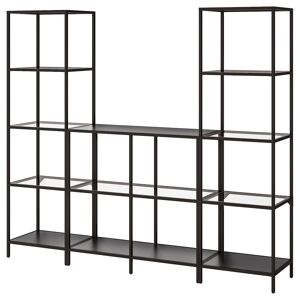 IKEA Combinación de almacenaje negro-marrón/vidrio negro-marrón/vidrio 202x36x175 cm