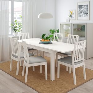 IKEA EKEDALEN Mesa y 4 sillas blanco/blanco gris claro blanco/blanco gris claro 130/190x80 cm