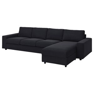 IKEA Funda sofá 4+chaiselongue con reposabrazos anchos/Saxemara negro-azul con reposabrazos anchos/Saxemara negro-azul Altura incl. cojines del respaldo: 83 cm